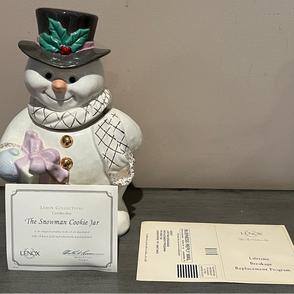 Lenox Snowman 24K trim cookie jar Christmas - Picture 4 of 10